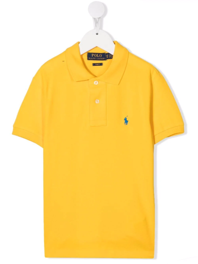 Ralph Lauren Kids' Embroidered-logo Polo Shirt In Yellow