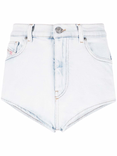 Diesel High-rise Denim Mini Shorts In Blue