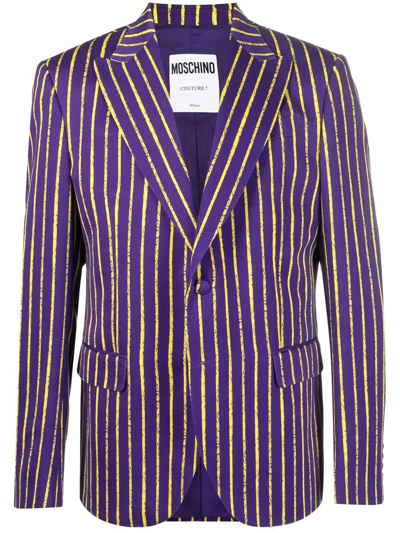 Moschino Striped Single-breasted Blazer In Violett