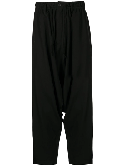 Yohji Yamamoto Drop-crotch Cropped Trousers In Black