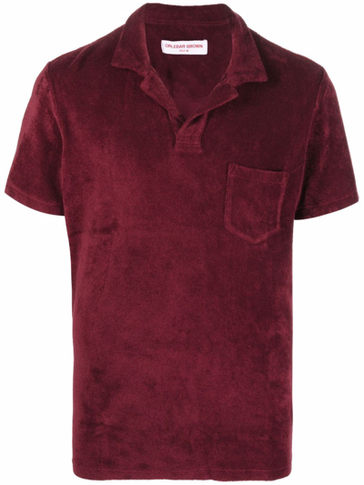 Orlebar Brown Terry Cloth Polo Shirt In Port