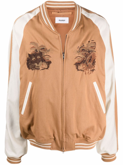 Doublet Embroidered Bomber Jacket In Braun