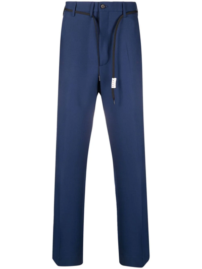 Marni Belted Straight-leg Trousers In Blue