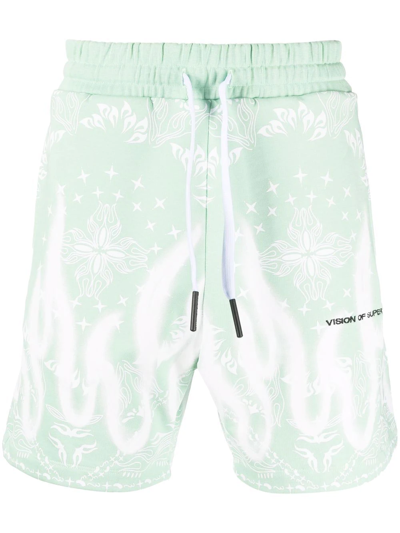 Vision Of Super Cotton Green Shorts W/bandana Print