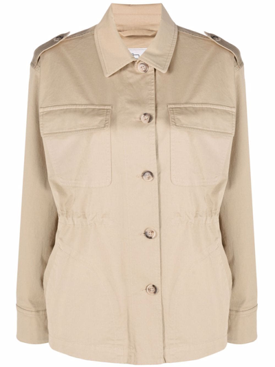 Woolrich Stretch Twill Overshirt In Beige
