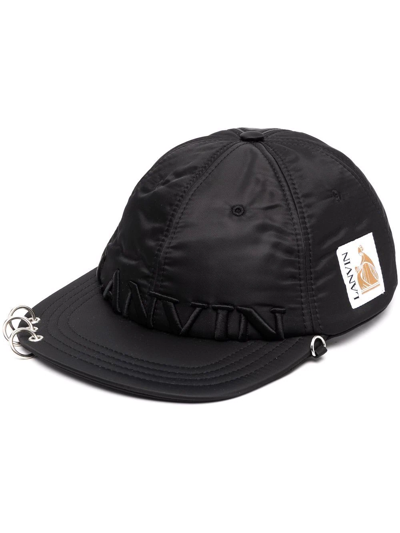 Lanvin Logo Embroidery Nylon Baseball Cap In Black