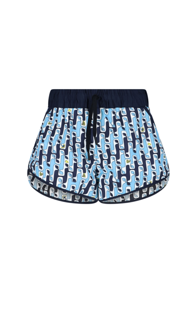 Moncler Printed Shorts Blue