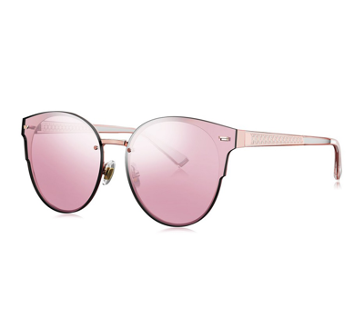 Bolon Pink Round Ladies Sunglasses Bl8053b30 In Gold Tone,pink,rose Gold Tone