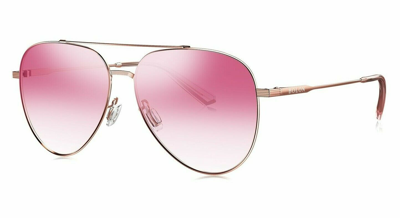 Bolon Legned Denim Pink Aviator Unisex Sunglasses Bl8058 B32 59 In Blue,gold Tone,pink,rose Gold Tone