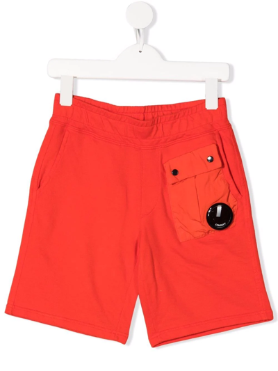 C.p. Company Kids' Micro-lens Shorts In Red