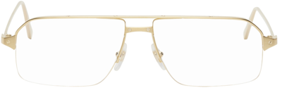 Cartier Gold Half-rim Aviator Glasses In 001