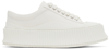 JIL SANDER WHITE CANVAS PLATFORM SNEAKERS