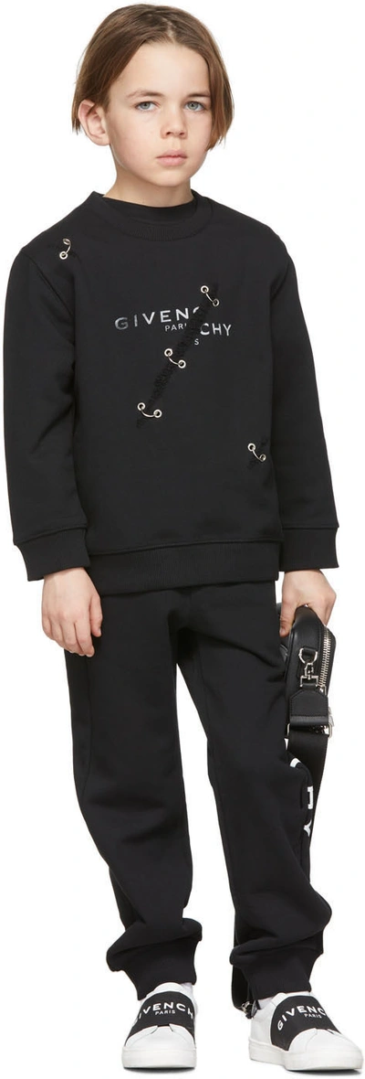 Givenchy Kids' Logo印花孔眼细节卫衣 In Black