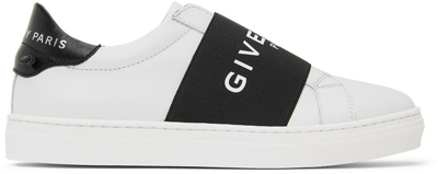 Givenchy Kids White Urban Street Sneakers With Black Band In Bianco