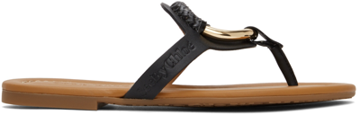 See By Chloé Hana Ring-detail Flipflop Sandals In Noir