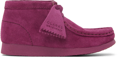 Clarks Originals Kids Purple Suede Wallabee Boots In Berry