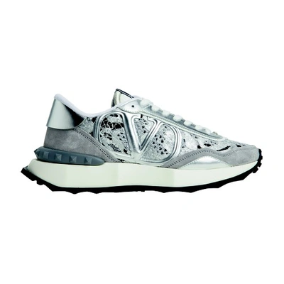 Valentino Garavani V Logo Trainers In Silver Past Gr Past Gr Silver Bia Ne Sto