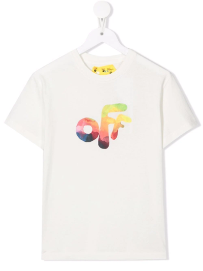 Off-white Kid's Multicolor Logo & Arrow Graphic T-shirt In White