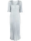 Ganni Ribbed Knitted Dress In Blue