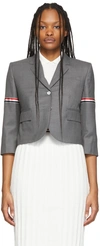 Thom Browne Grey Super 120s Cropped Blazer In Med Grey 035