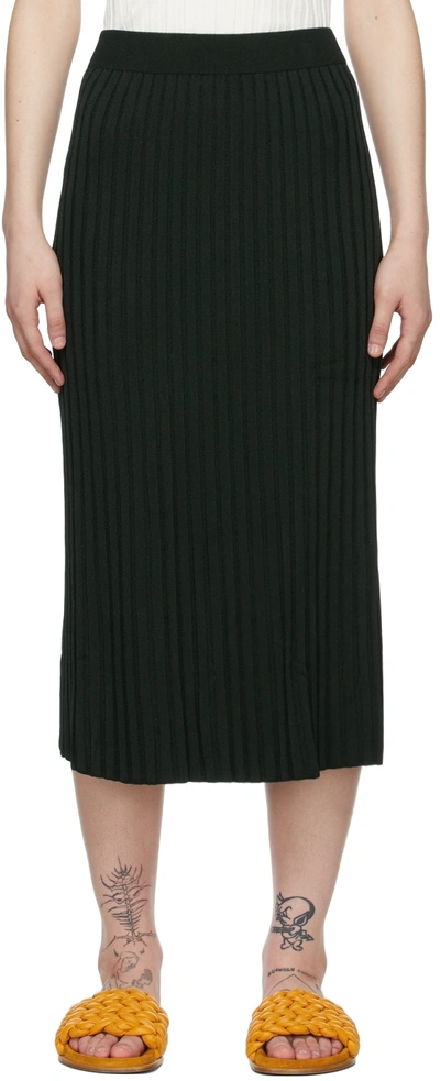 Hugo Boss Regular-fit Skirt With Knitted Rib Structure In Light Green
