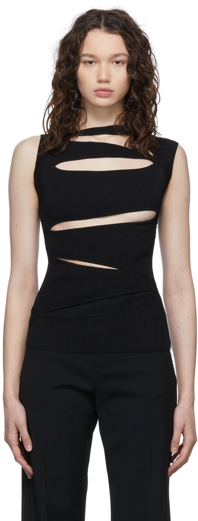 Christopher Esber Black Asymmetric Cut-out Tank Top