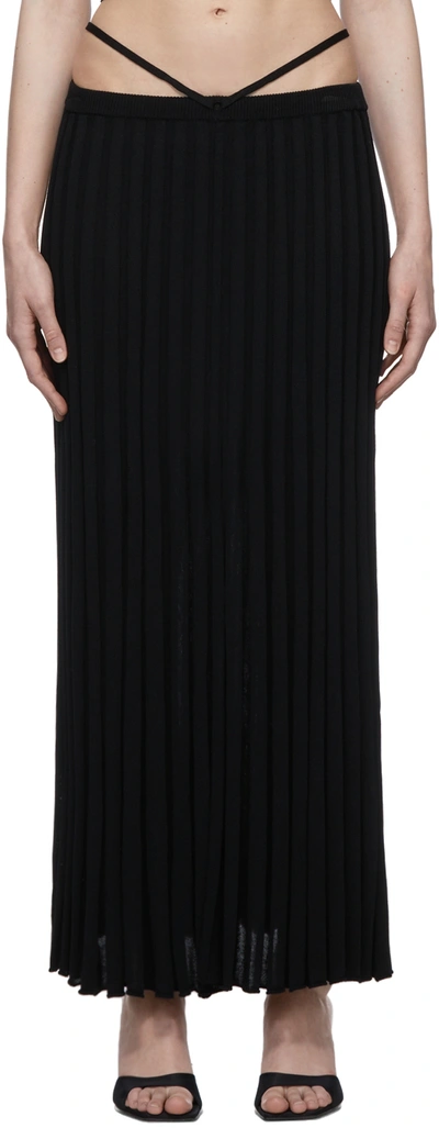 Christopher Esber Pleated High-waist Knitted Maxi Skirt In Black