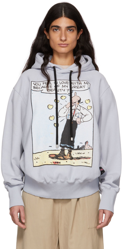 Moncler Genius 2 Moncler 1952 Printed Cotton Hoodie In Blue