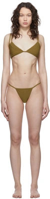 Christopher Esber Khaki Double Triangle Bikini In Kombu