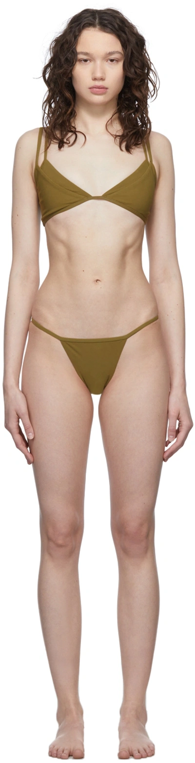 Christopher Esber Khaki Double Triangle Bikini In Kombu