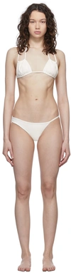 Christopher Esber White Asymmetric Ruched Double Strap Bikini In White