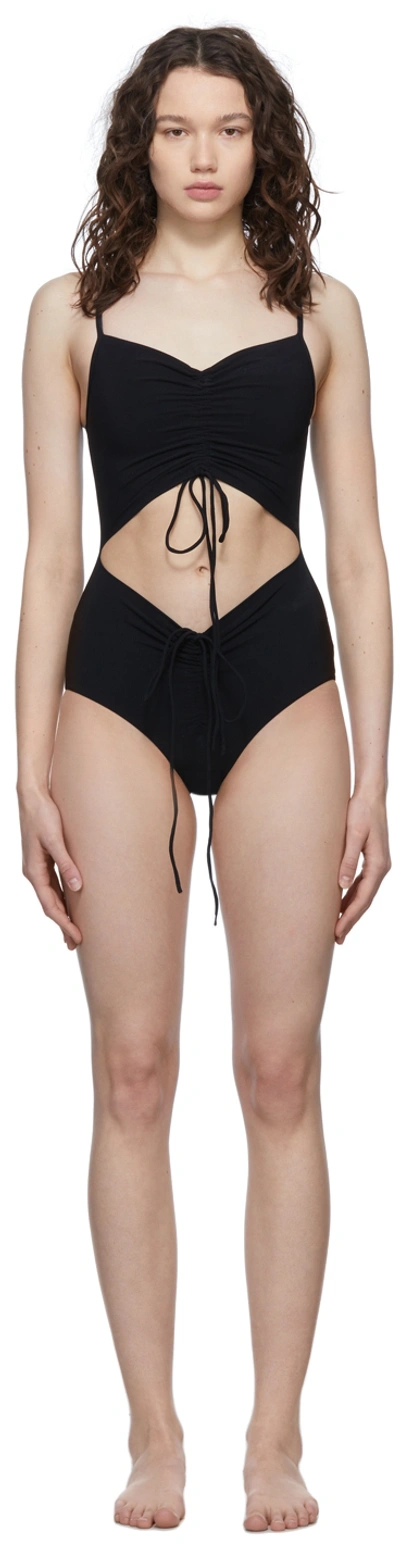 Christopher Esber Black Ruched Disconnect One-piece Swimsuit