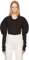 Low Classic Black Slim Buttoned Bodysuit In Black