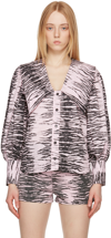 Ganni Printed Cotton Poplin Blouse In 428 Light Lilac
