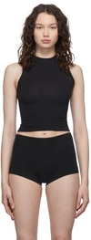 Skims Stretch Cotton Jersey Mock Neck Tank In Soot