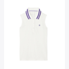 Tory Sport Tory Burch Performance Piqué Pleated Collar Sleeveless Polo In Snow White/bright Purple