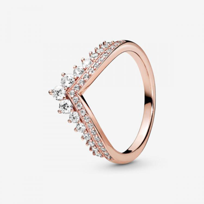 Pandora Princess Wishbone Cubic Zirconia Ring In Pink