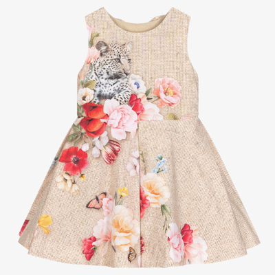 Lapin House Kids' Girls Beige Floral Cotton Dress