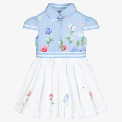 Lapin House Kids' Girls Blue Floral Cotton Dress
