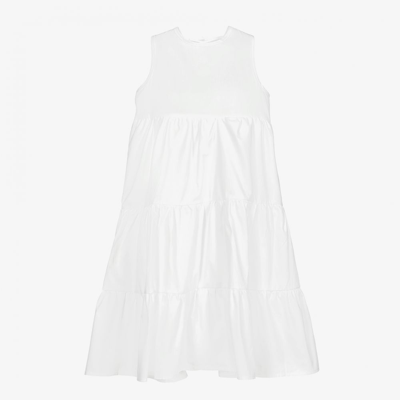 The Tiny Universe Kids' Girls White Cotton Maxi Dress