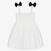 THE TINY UNIVERSE GIRLS WHITE COTTON DRESS WITH BOWS