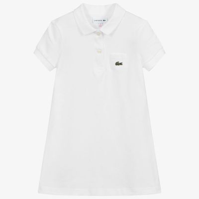 Lacoste Little Girl's & Girl's Cotton Pique Polo Dress In White