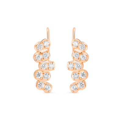 Ginette Ny Be Mine Diamond Strip Arc Earrings In Pink Gold