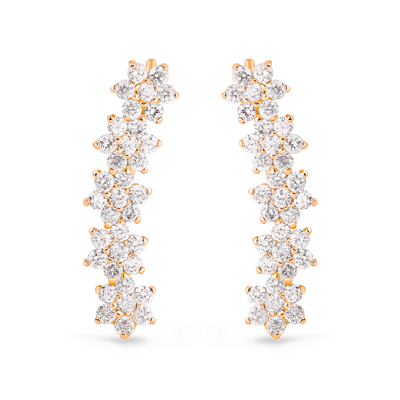 Ginette Ny Be Mine Star Diamond Arc Earrings In Pink Gold