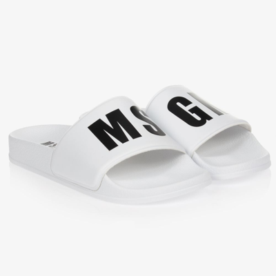 MSGM MSGM TEEN WHITE LOGO SLIDERS