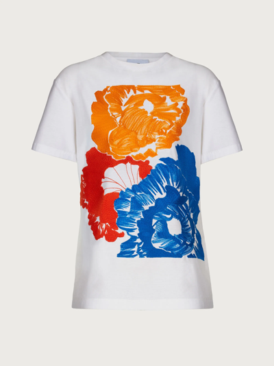 Ferragamo Floral-print Short-sleeved T-shirt In White