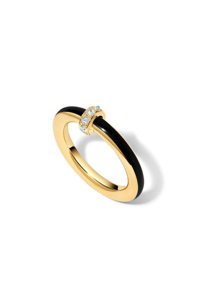 State Property Women's Voyager Idris 18k Yellow Gold, Diamond & Black Enamel Ring