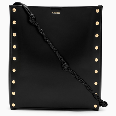 Jil Sander Tangle Leather Medium Bag With Flat Studs In Black