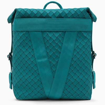Bottega Veneta Teal Intrecciato Rubber Backpack In Light Blue