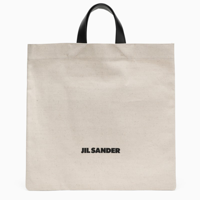 Jil Sander Canvas Shopper Bag In Beige
